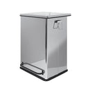 Pattumiera rettangolare con apertura a pedale in acciaio inox